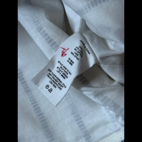 New Theory Wrap Skirt 8 / M Womens White Mini Waist Tie Split Stripe Linen - Picture 7 of 7